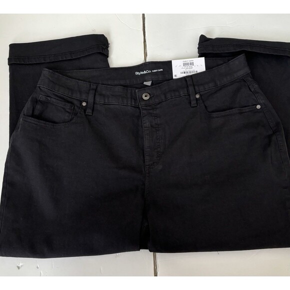 STYLE & CO WMEN'S PANTS CURVY CAPRI BLACK PLUS SIZE 18W/ 20W SLIMMING POCKET - Picture 9 of 11